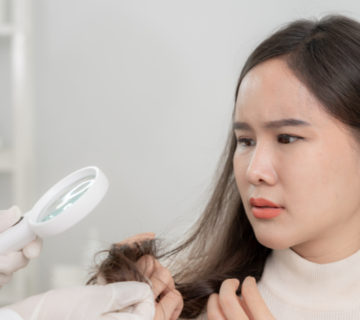 فحص حالة الشعر لتوضيح تأثير القمل على مظهر الشعر مع الوقت.